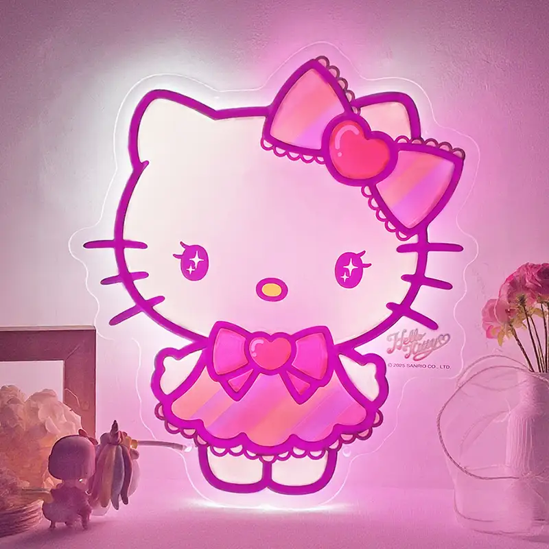 Rapid Mass Production UV Printed Hello Kitty Aglow LED Neon Wall Lights for Retail Shelves 1