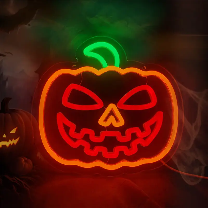 Festival Decoration Custom Made Available Pumpkin Graphic Halloween Electric Neon Sign 1