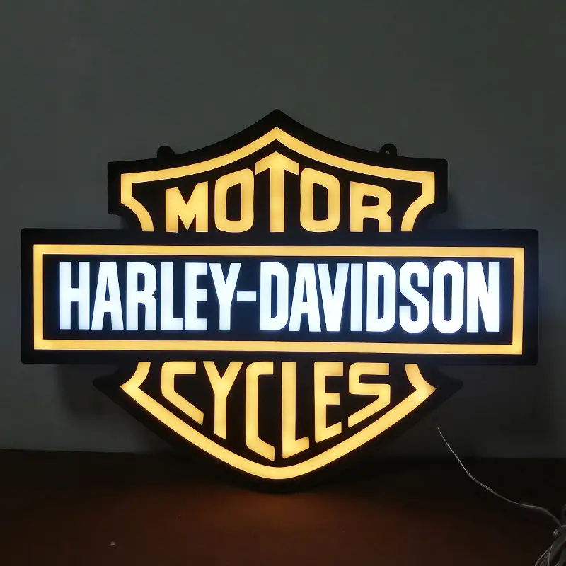 Wall Hanging Acrylic Long Durable Lighting Changeable LED Neon Light Box for Motorcycle Shop 1