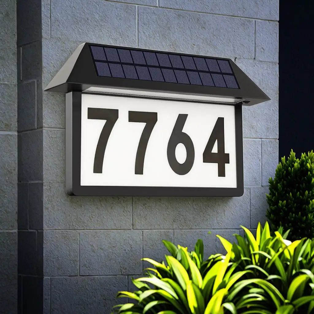 Wholesale Solar Led Garden Light Outdoor Waterproof Address House Numbers Signs Yard Door Plaque 1