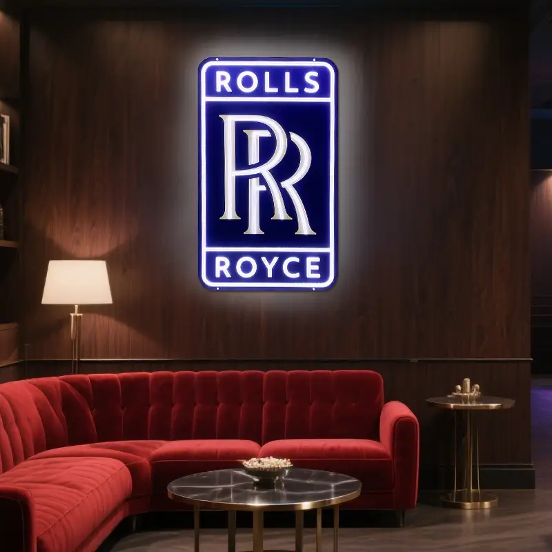 Wholesale Fast Delivery Personalized Business Logo Custom Made Rolls Royce Wall Hanging Acrylic LED Neon Signboard for Brands 1