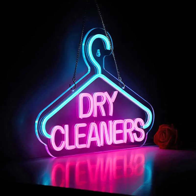 Large Volume Free Design Custom Made Tender Silicone Strip Dry Cleaners Acrylic Neon Advertising Equipmet for Wholesaler 1