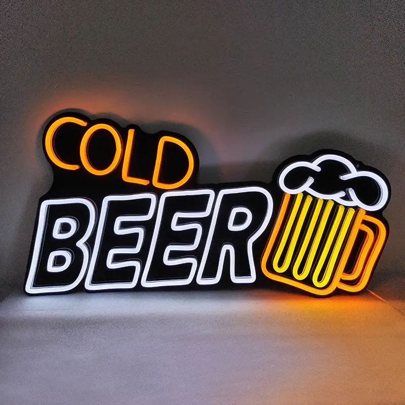 Commerical Usage Wall Hanging Acrylic Cold Beer LED Neon Signboard for Bar Decoration 1