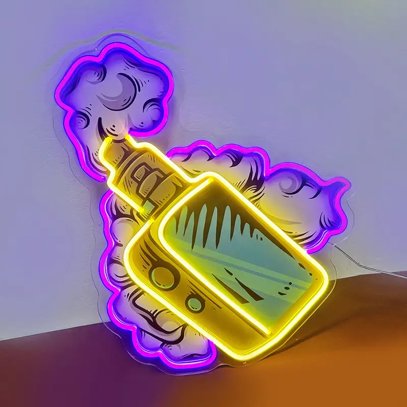 Mass Production Free Design Custom Made Acceptable UV Printed E-cigarette Electric Neon Sign for Store Decor 1