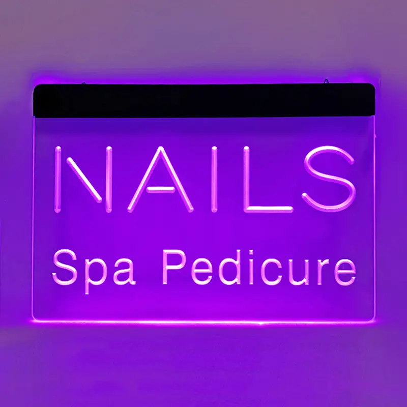Mass Production Customizable Rectangular Purple Lighting Spa Neon Signboard 1