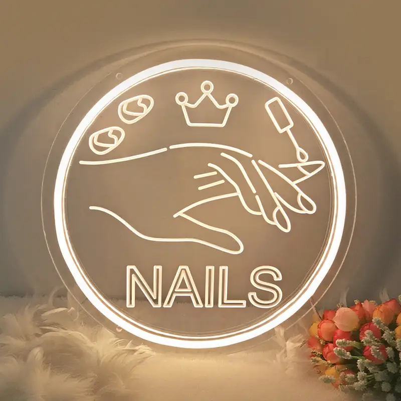 Warm Yellow Lighting Circular Acrylic Beauty Salon Neon Signboard 1