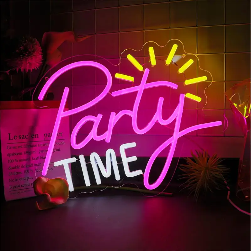 Personalized Lighting Color Custom Silicone Strip Acrylic Party Time Phrase Neon Light for Wholesaler 1