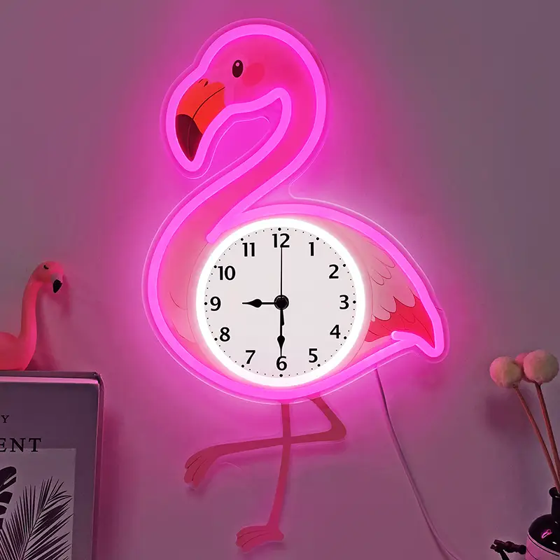Custom Branded Flame Bird Shape Neon LED Light Clock - Fast Shipping, Factory Price 1