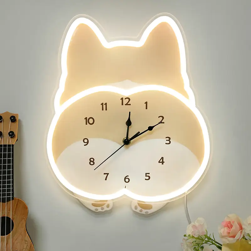 Custom Neon LED Light Clock with factory price in Cute Corgi Dog Shape for Indoor Use 1